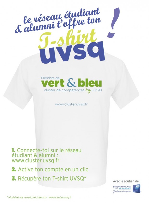 Le cluster t'offre ton tee-shirt de l'UVSQ